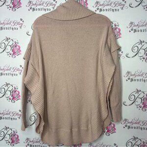Beacan cove sweater turtleneck light pink blush pink knitted frill ruffle sides
